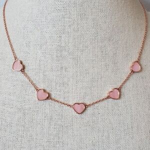 Pura Vida Rose Gold Plated Pink Mother Of Pearl Heart Station Necklace